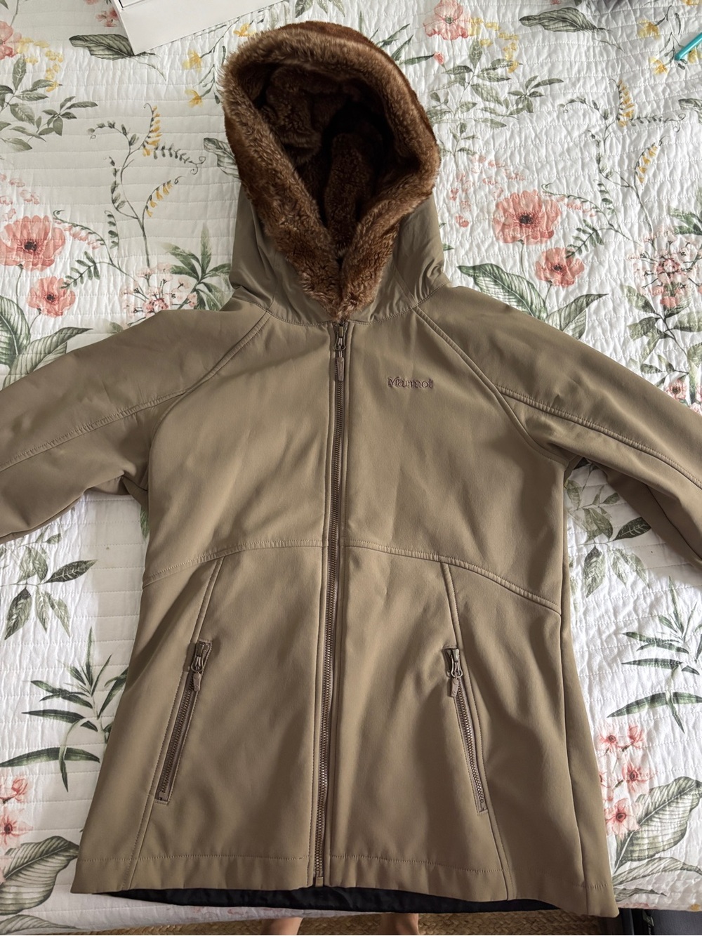 Marmot taupe fleece lined jacket size women’s medium